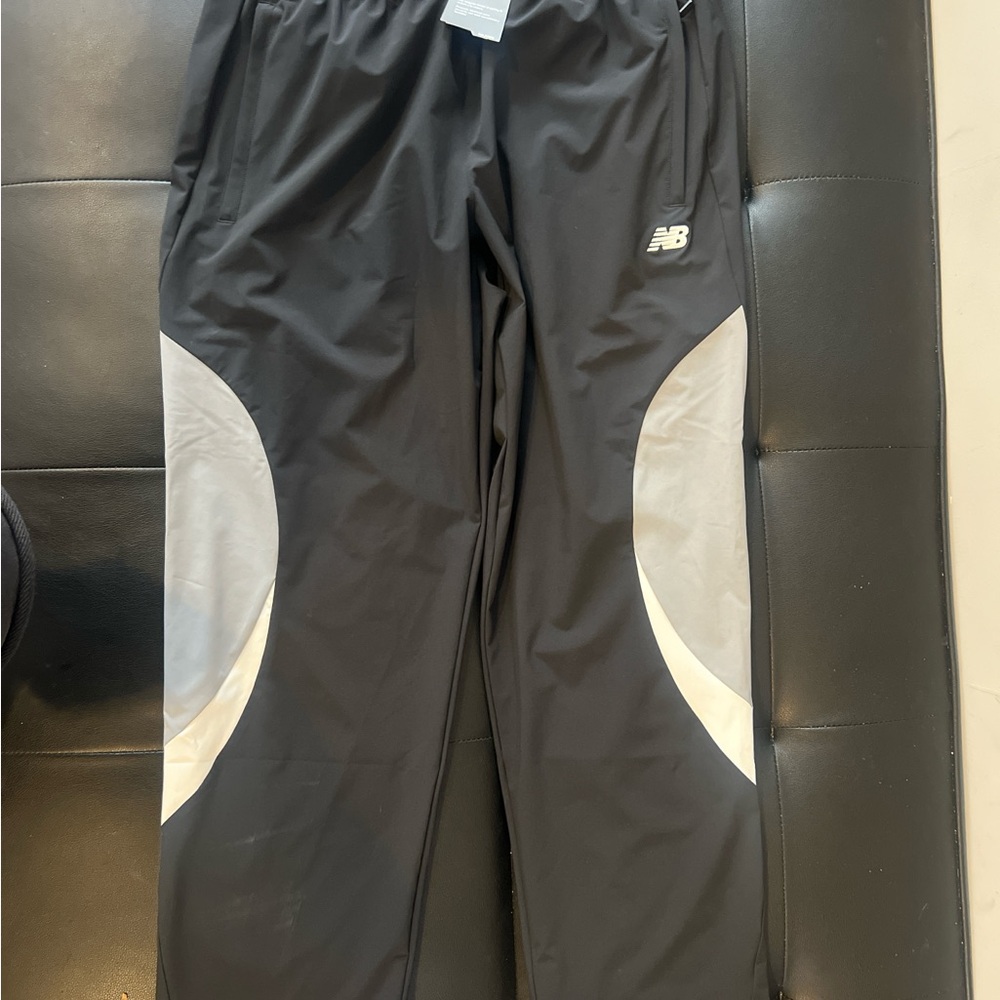 New Balance Kids Black track pants with Gray Panels